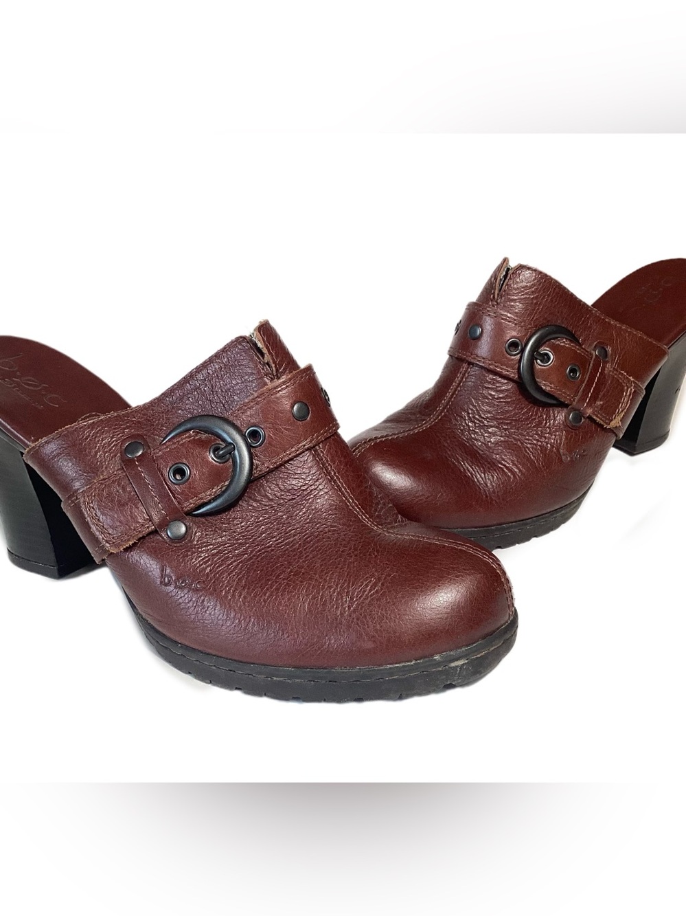 Born BOC Y2K Buckle Strap Leather Heeled Clog Mules 8/39 - Picture 1 of 16